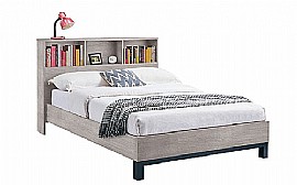 Bali Bookcase Headboard Bed in Grey Oak
